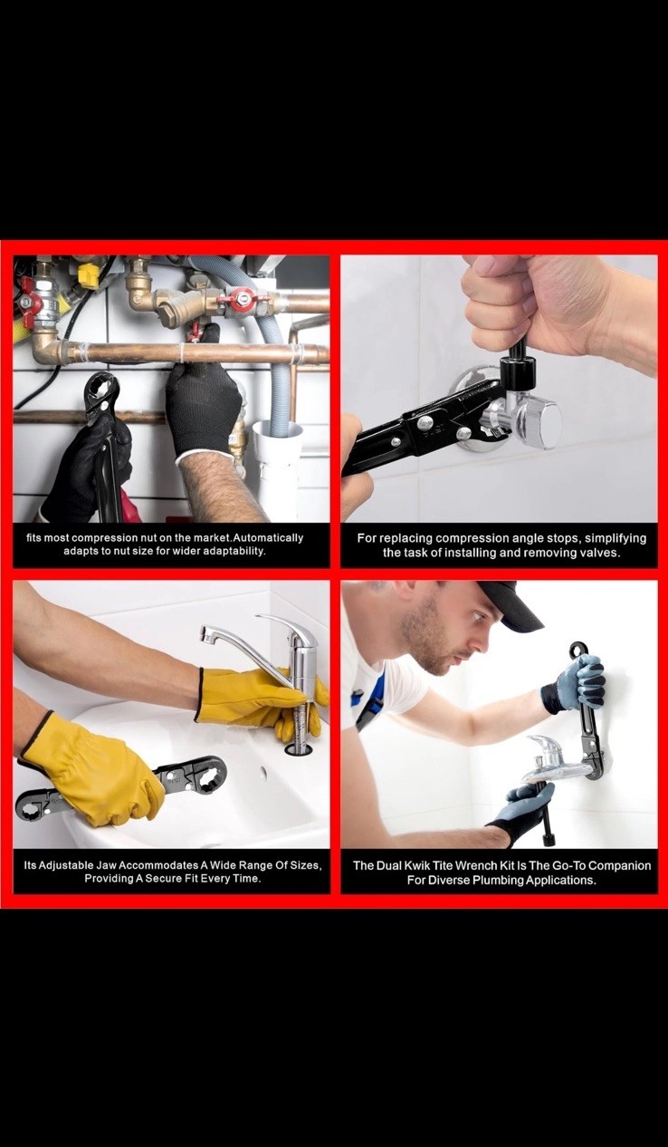 Angle Stop Wrench Kit Plumbing Tool for Compression Ring Installation & Removal