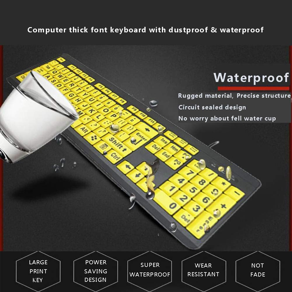 Large Print Computer Keyboard, Wired USB High Contrast Keyboard with Oversize...