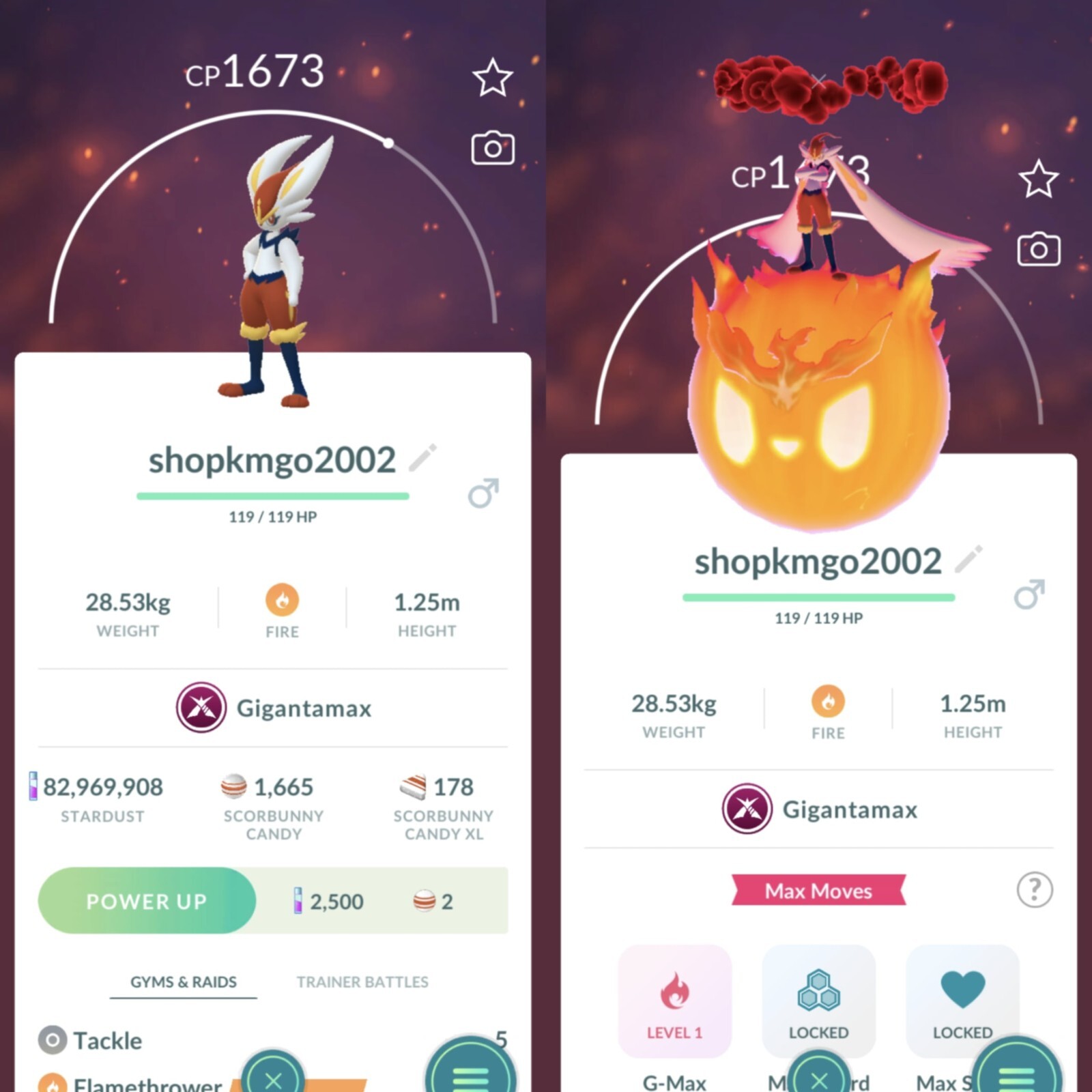 Pokémon Non Shiny Gigantamax Cinderace-Registered 20k SD
