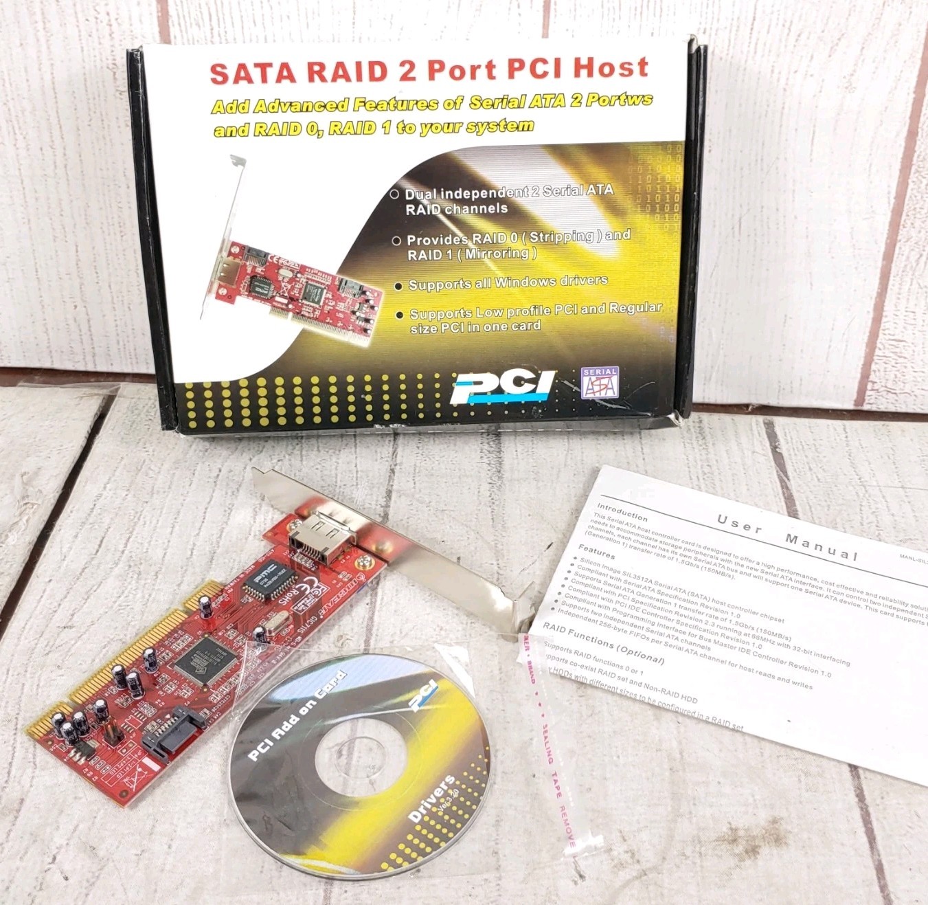 2 Port Sata Raid 150 PCI Host SBT-SRD2 Windows PC Card - TESTED WORKING