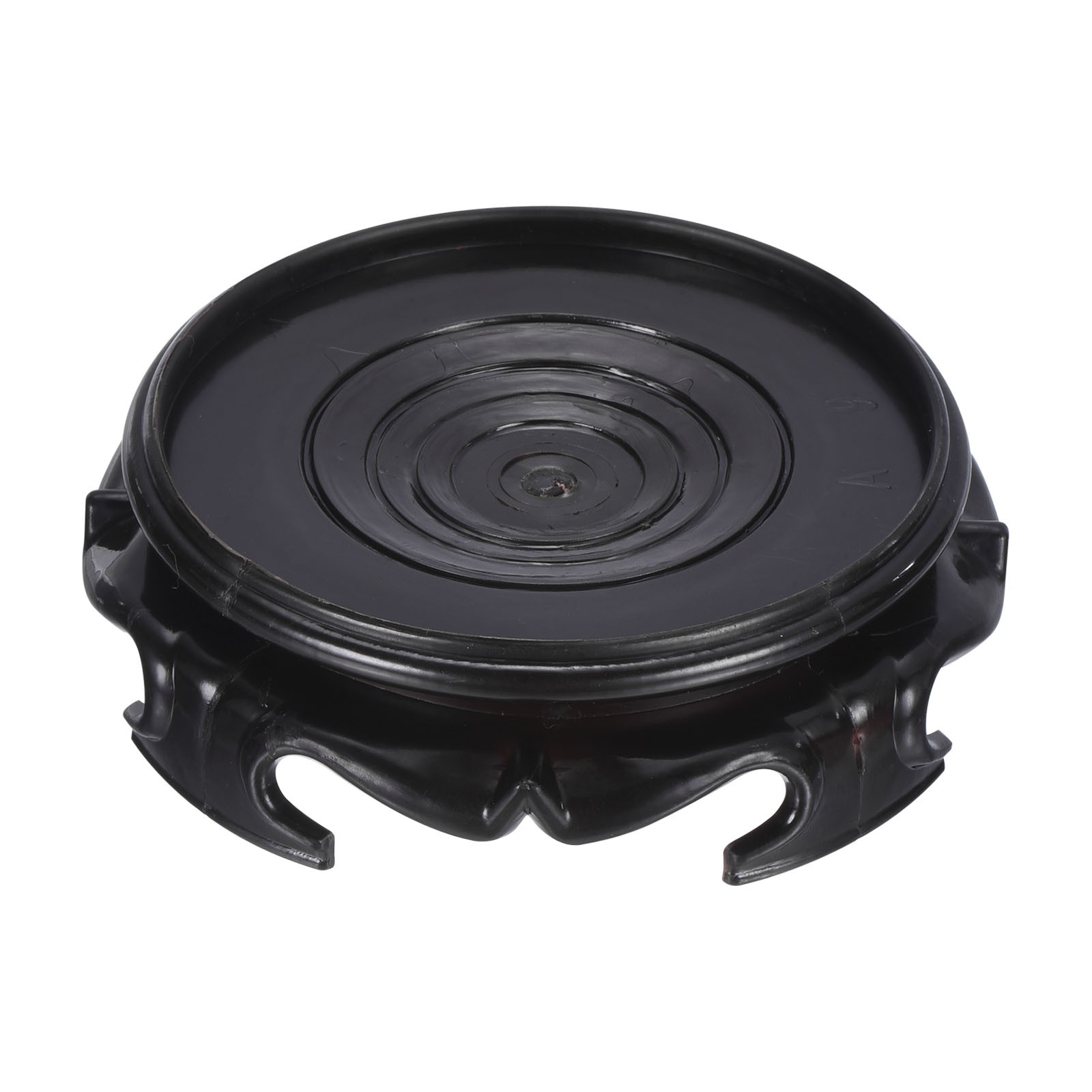 Planter Display Stand 4" Dia Imitation Wood Style Round Bonsai Base Black