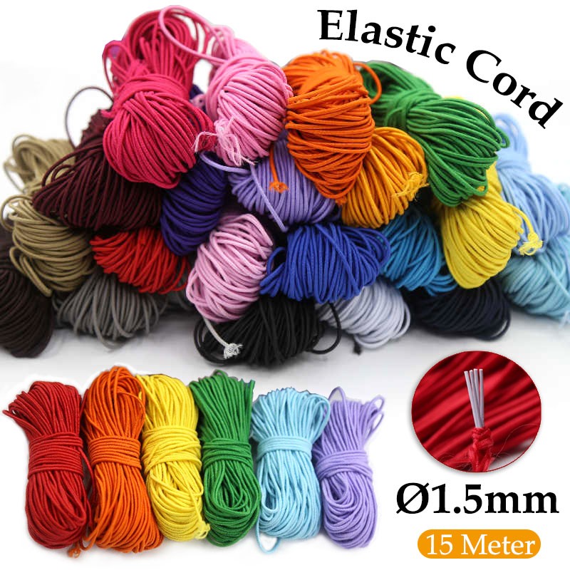 1.5mm Round Elastic Cord Soft Stretch Band Sewing Crafts DIY 25 Colors Available