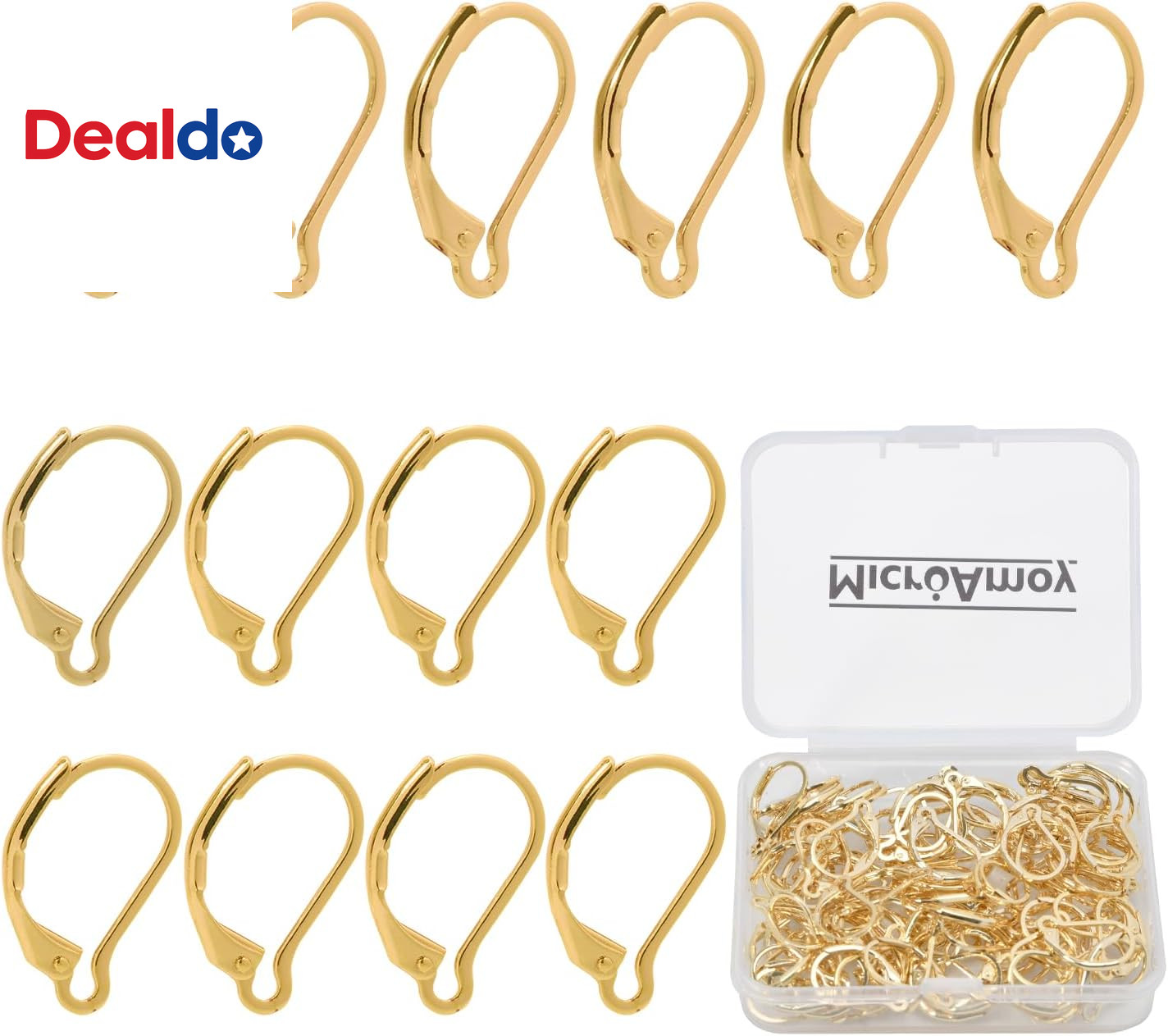 100Pcs 14K Gold Filled Leverback Earwires French Earring Hooks,Hypoallergenic Da