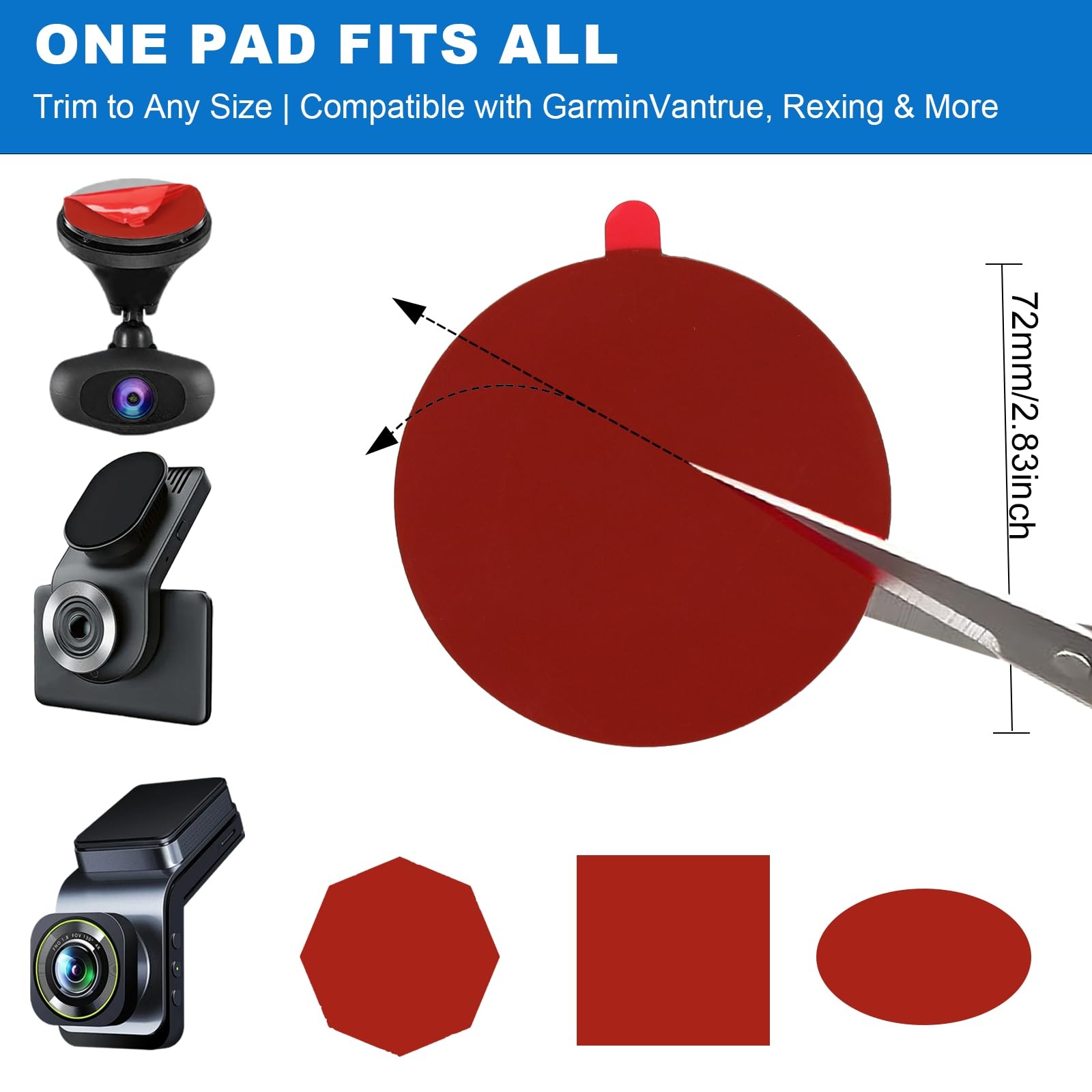 Double Sided Adhesive 2.83 inches (diameter), thickness not specified, Red