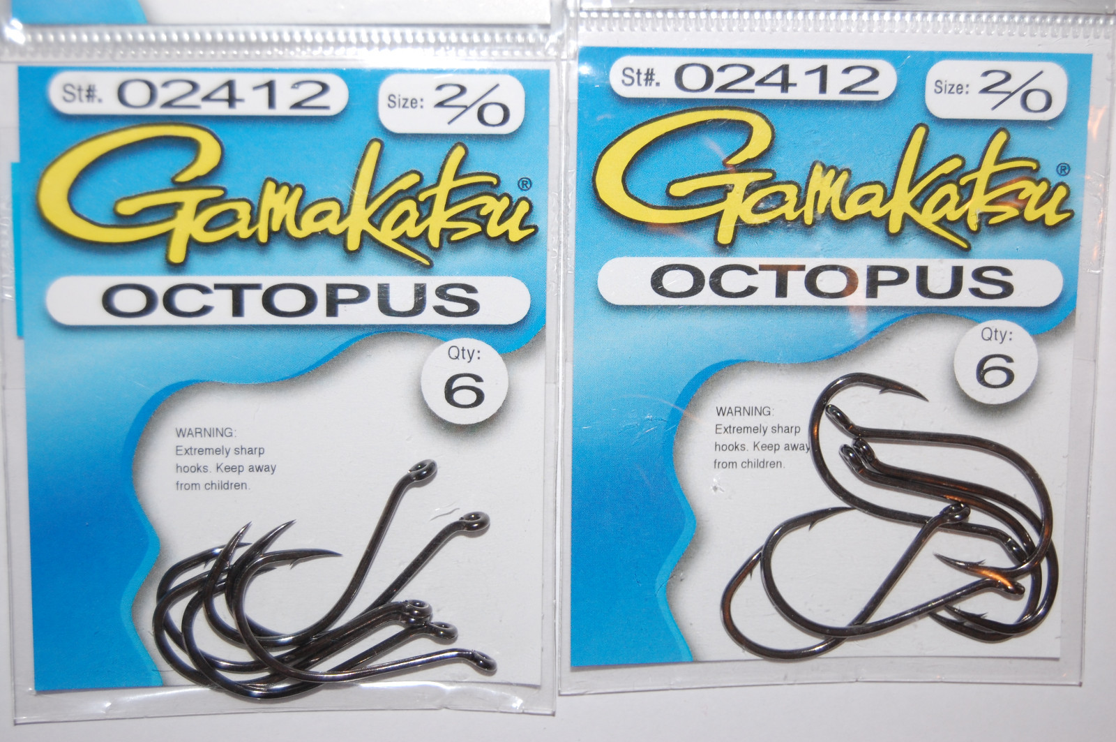 4 packs gamakatsu octopus hook size 2/0 6 per pack # 02412 hooks