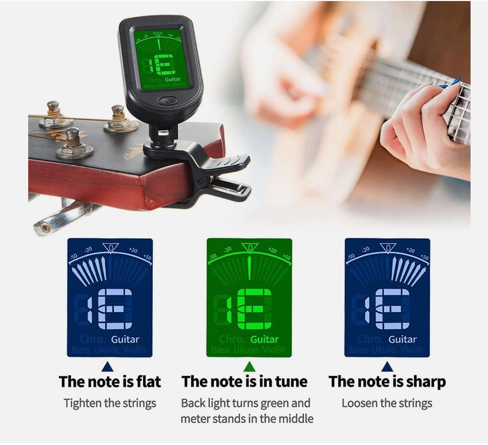 LCD Clip On Chromatic Acoustic Electric Guitar Bass Ukulele Banjo Violin Tuner