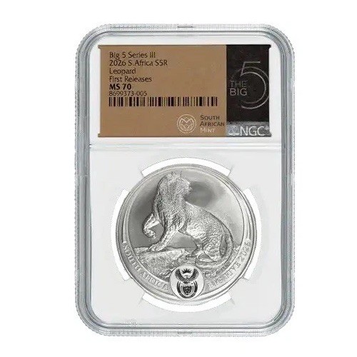 2026 South Africa 1 oz Silver Big 5 III Leopard  BU NGC MS70 First Releases