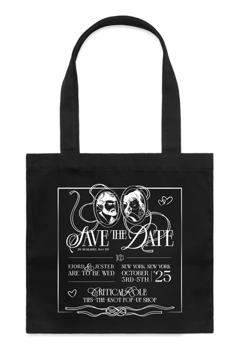 CRITICAL ROLE SAVE-THE-DATE TOTE BAG ~ FJORD  & JESTER WEDDING ~ POP UP SHOP
