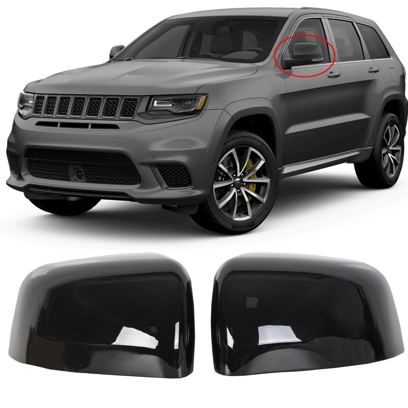 Gloss Black Side Mirror Cover Caps Replacement For 2011-2020 Jeep Grand Cherokee