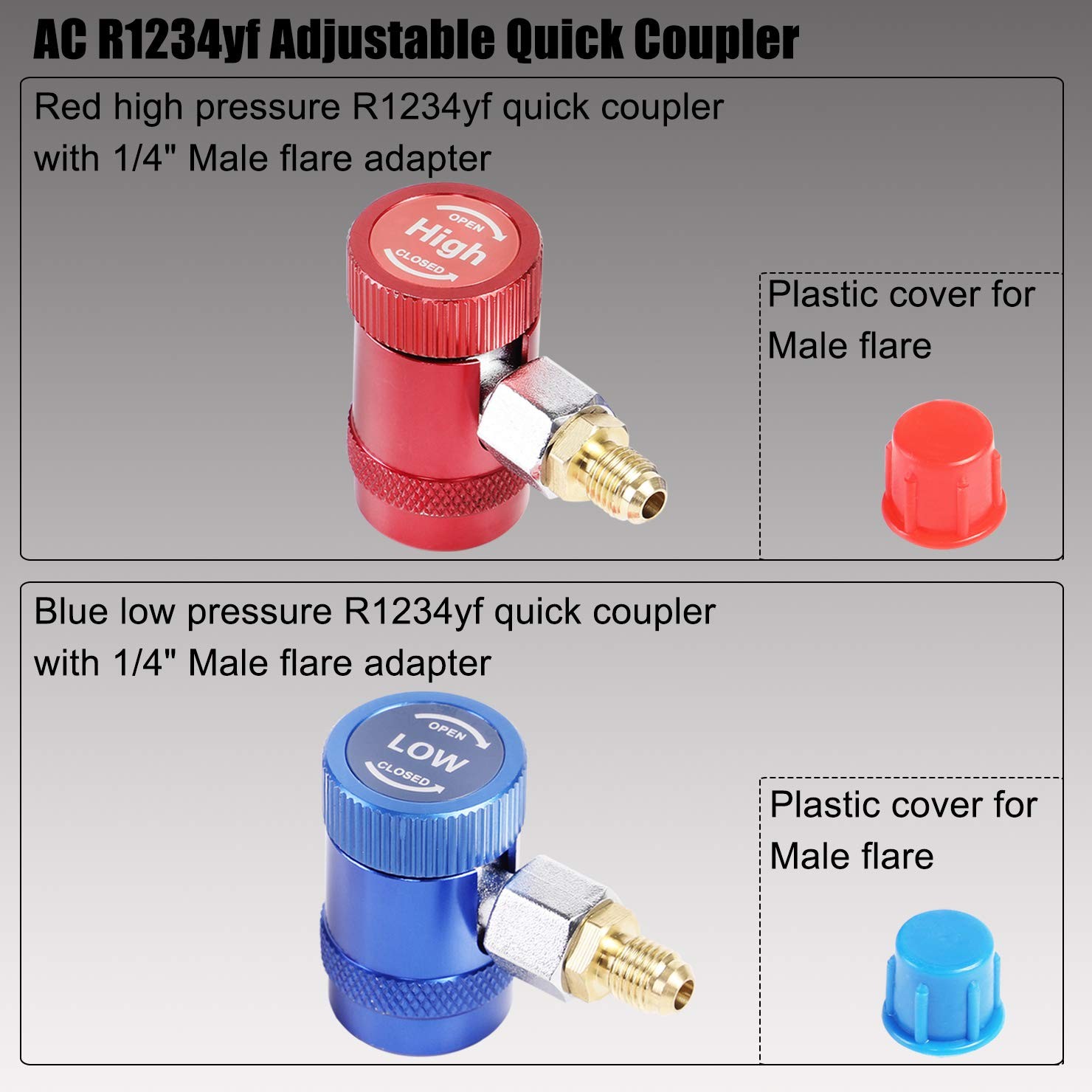 YSTOOL Automotive AC R1234yf Adjustable Quick Coupler Adapter Kit HVAC red