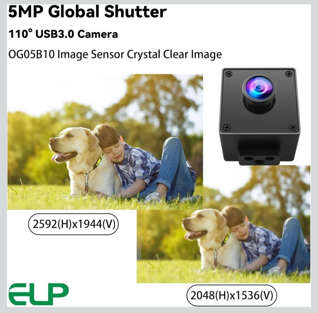 5MP Global Shutter USB3.0 Camera Module 60FPS 110° Wide Angle LightBurn Pi