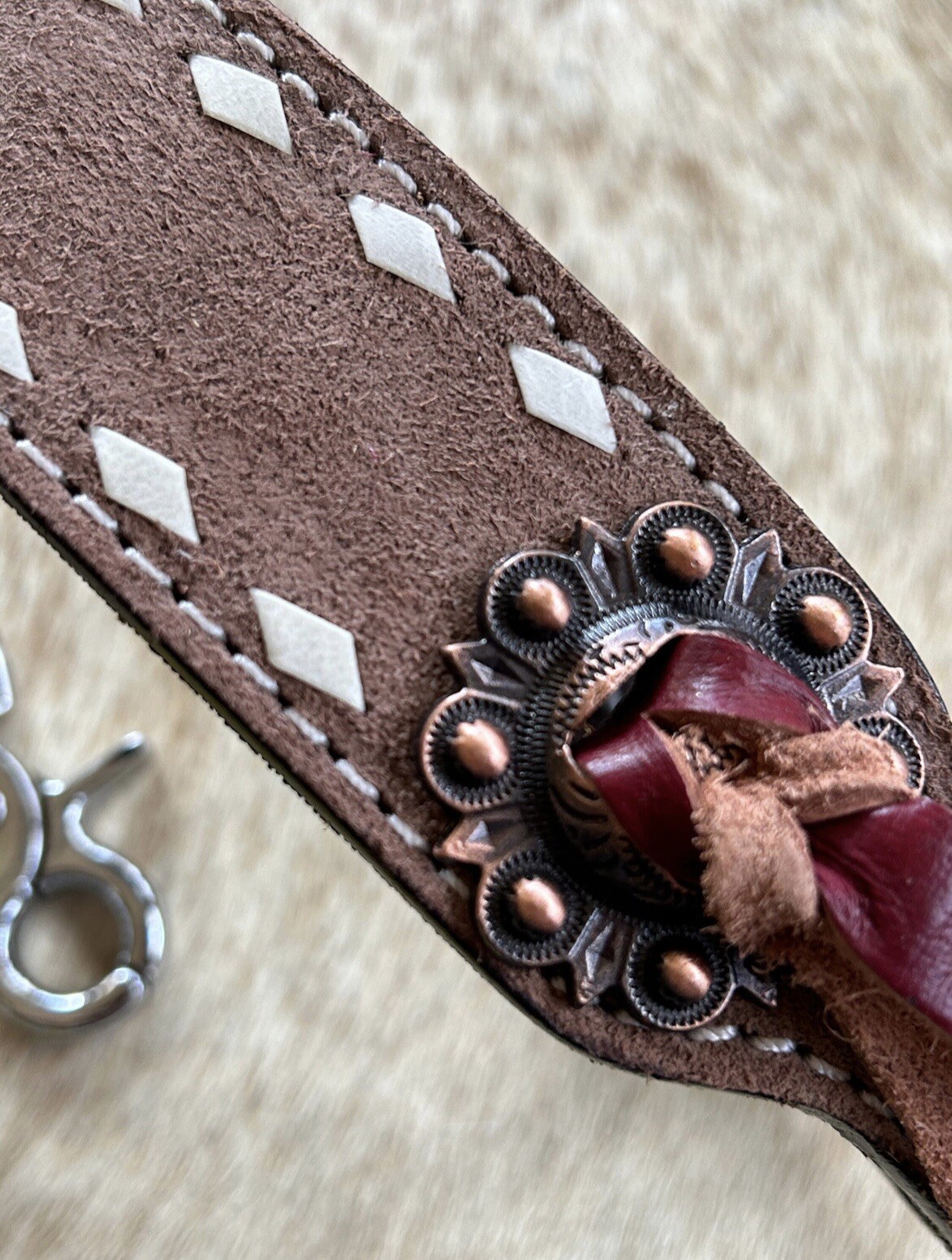 Genuine Natural Roughout Leather Western Wither Strap For Breast Collar