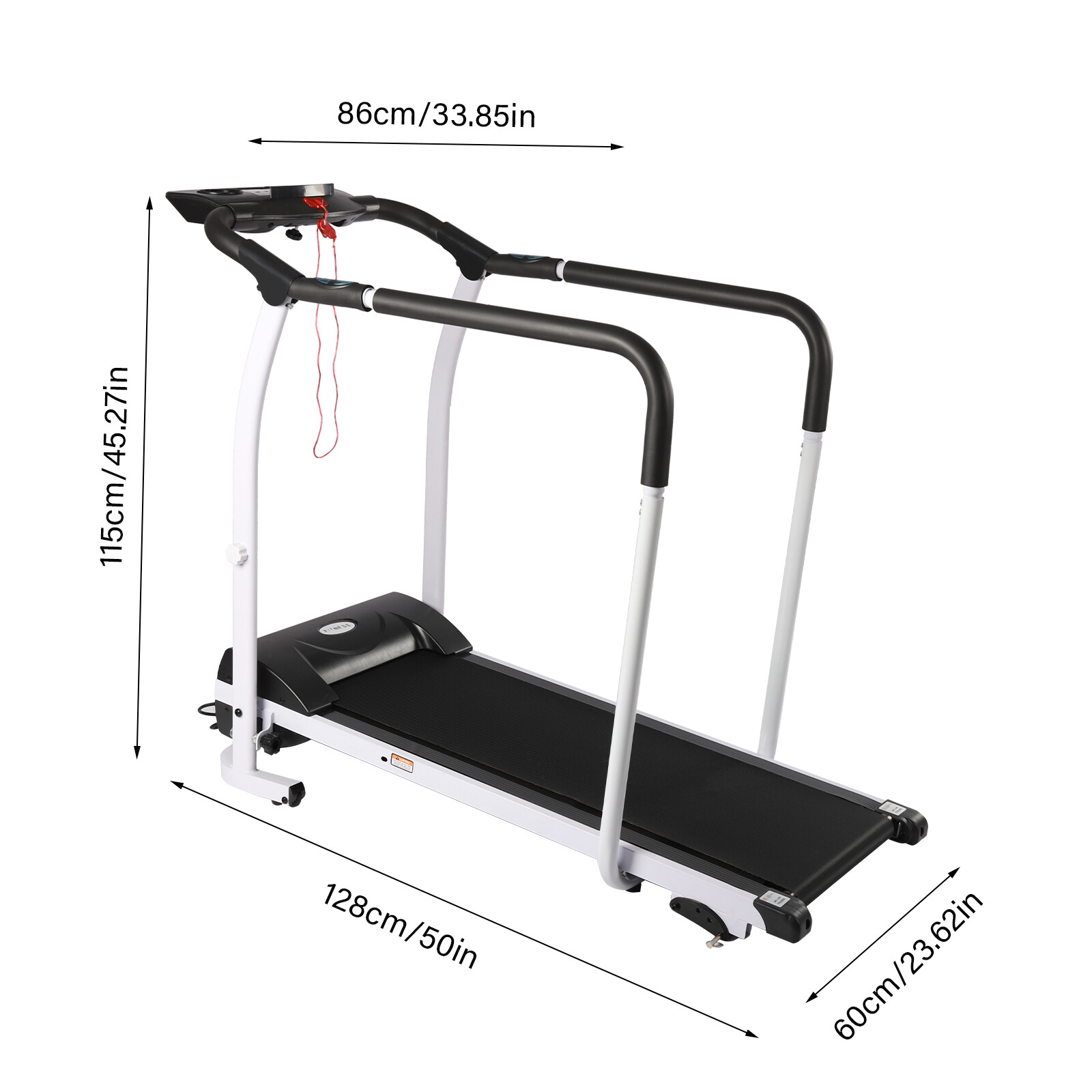 Walking Treadmill with Full Length Handrails &Heart Rate Sensor Recovery Fitness