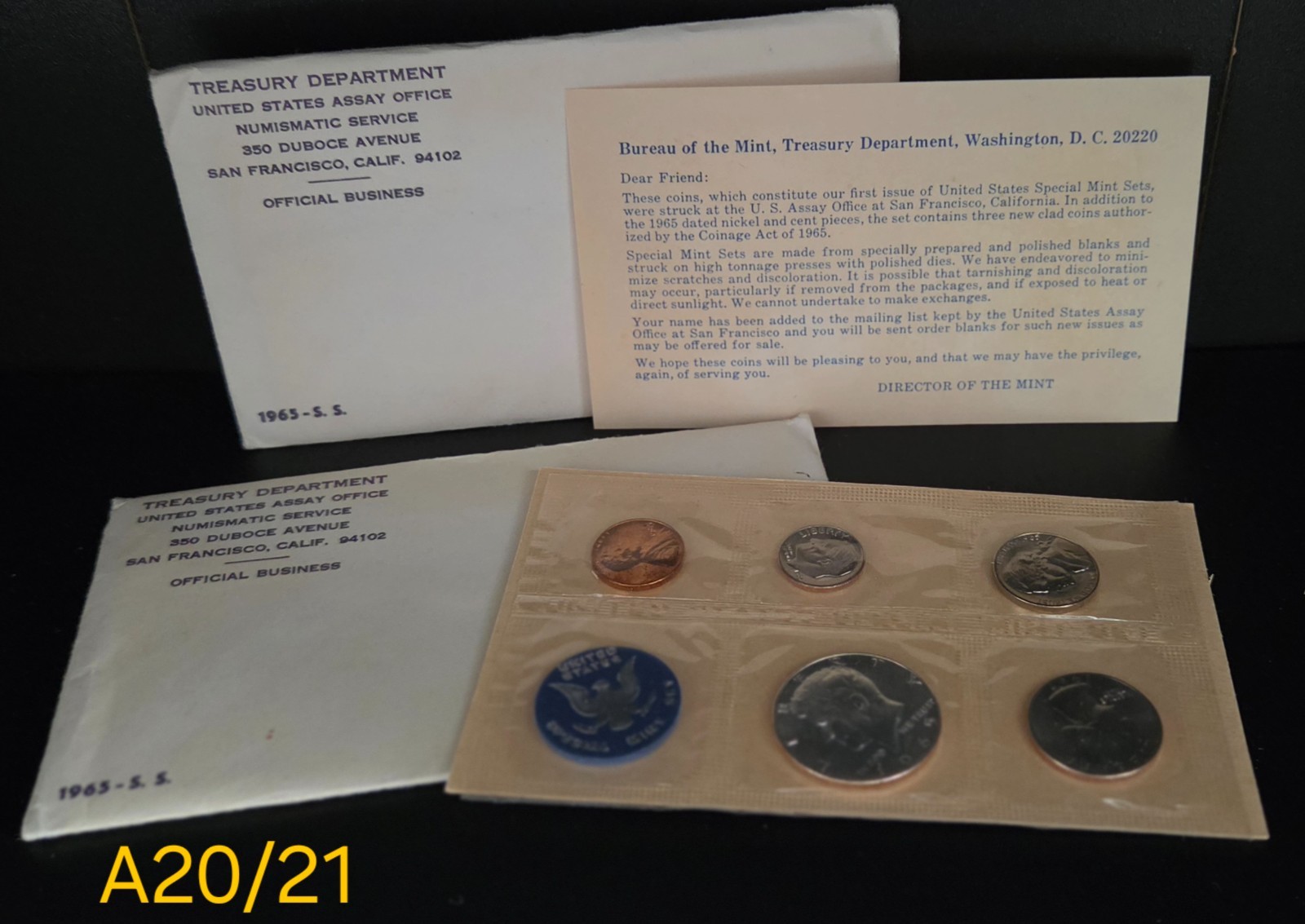 1965 US Mint Set UNOPENED Envelope *photos are of a similar opened item* Silver