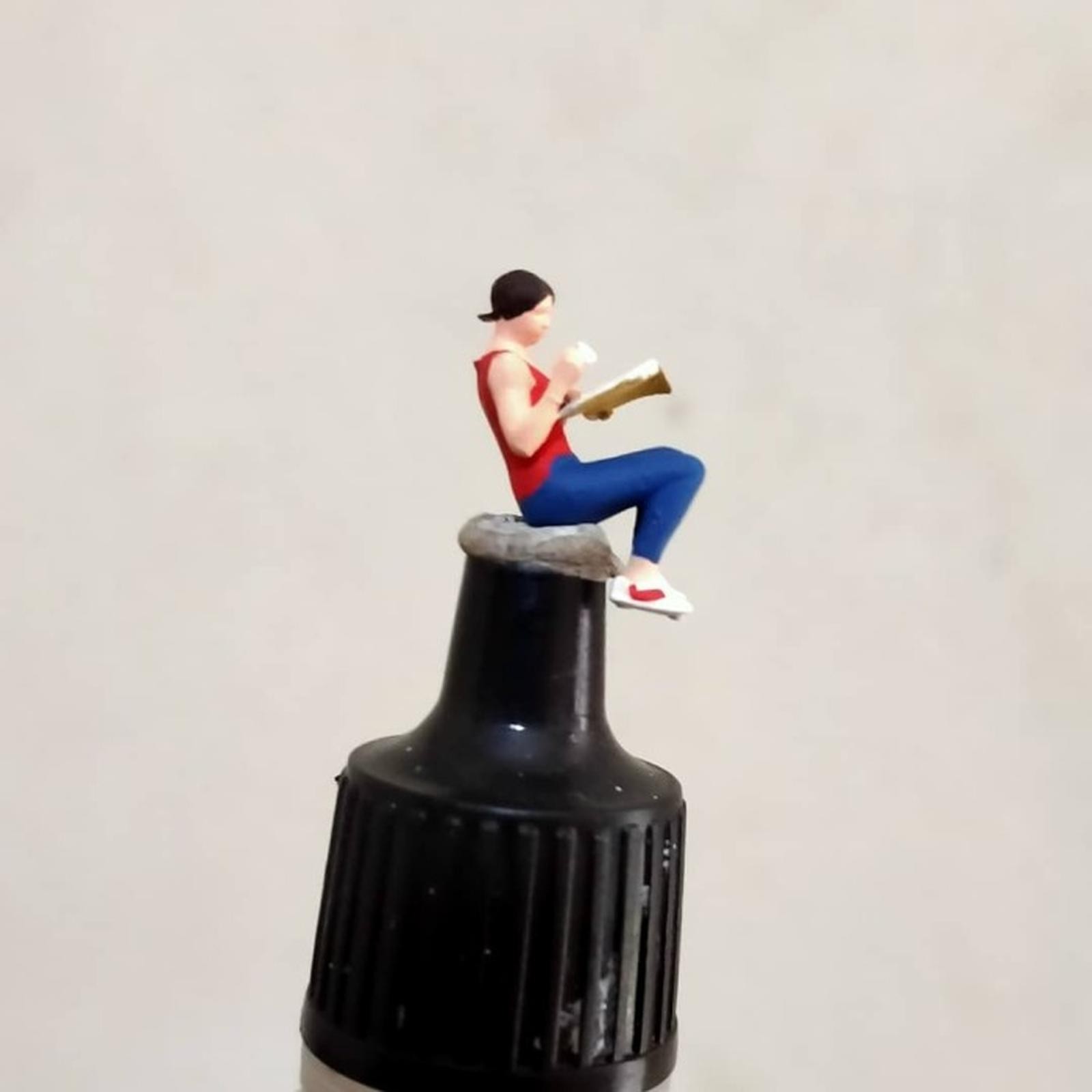Woman reading drinking Miniature Figure hotwheels