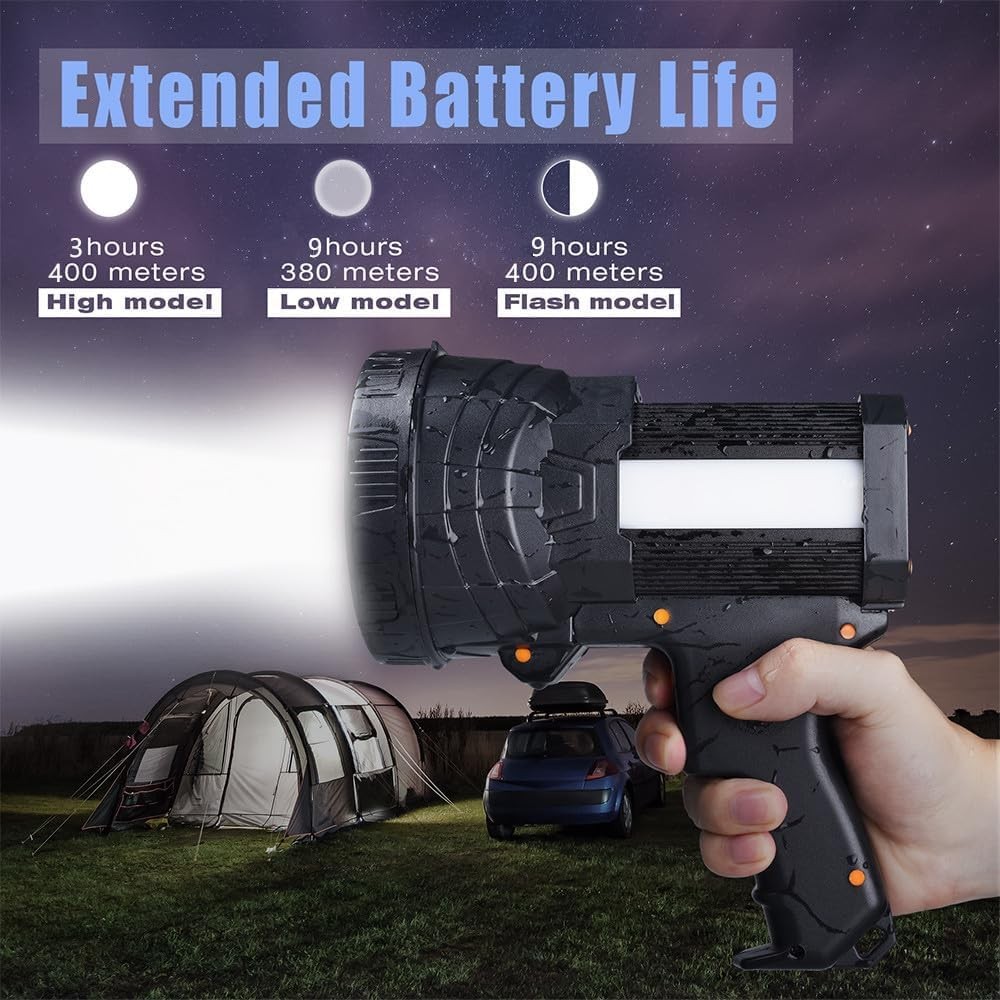 YIERBLUE Rechargeable Spotlight, Super Bright 1000000 High Lumen LED Silver