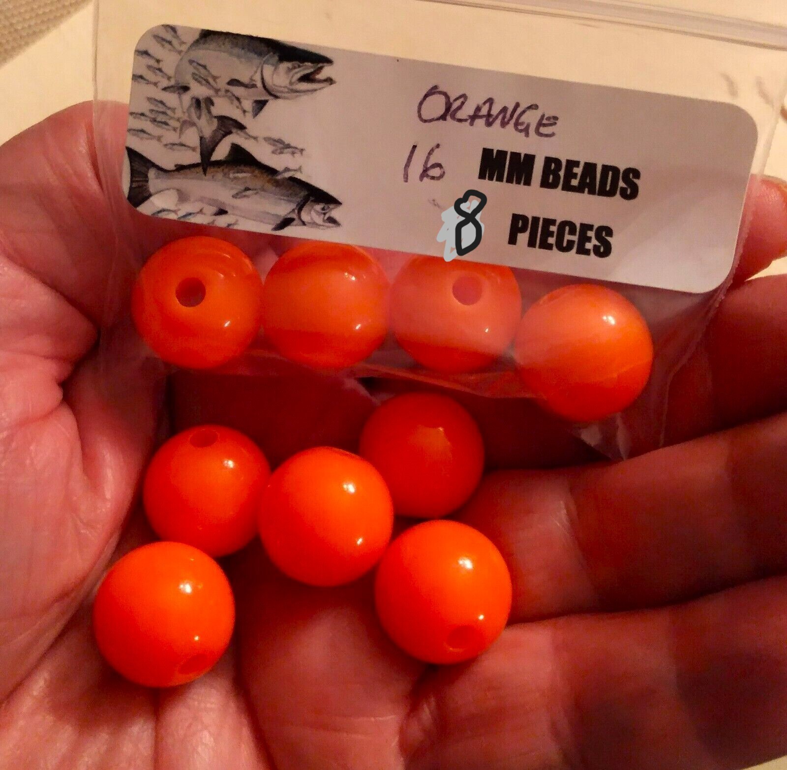 Fly Fishing Trout/Salmon /Steelhead Beads 16mm  8Ct Steelhead UV Orange USA