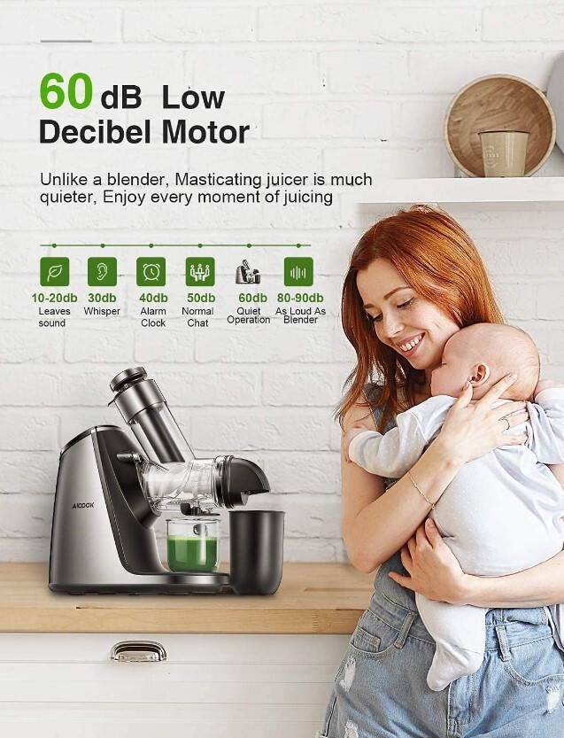 Juicer Machine Cold Press Slow Masticating Large Feed Chute Stainless Steel