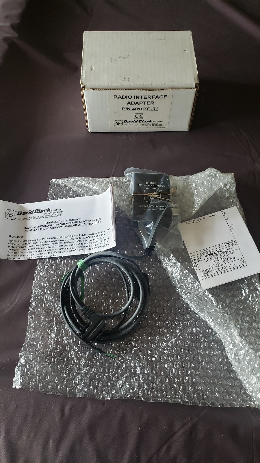 David Clark 40107G-01 Radio Interface Adapter X9000 In Box