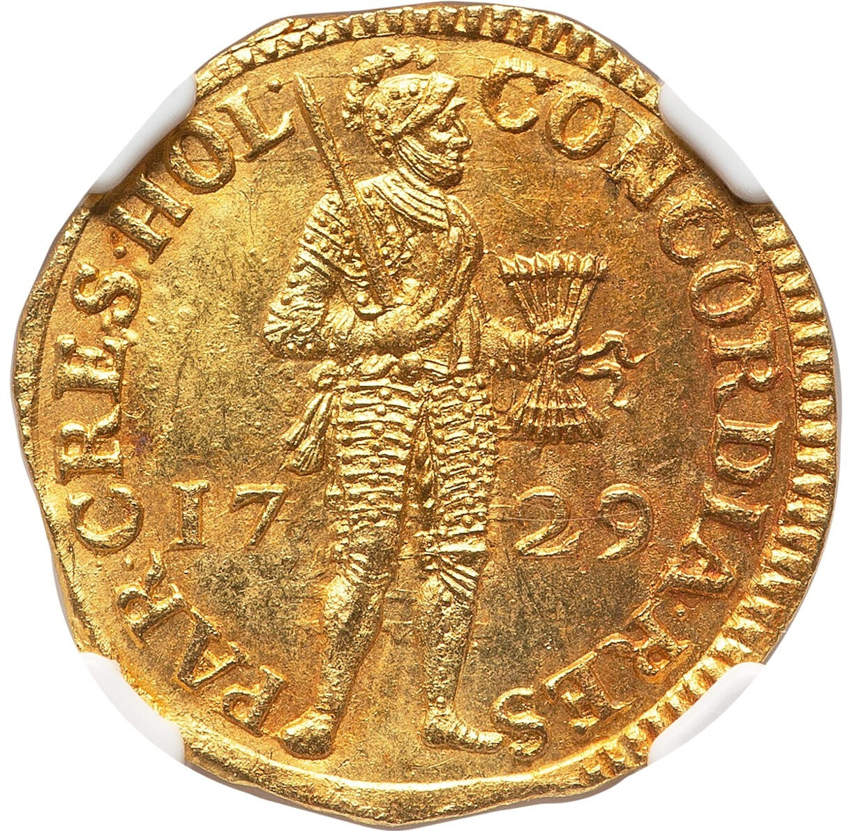 1729 Gold Ducat of Holland Netherlands NGC MS-63 shipwreck of the Vliegenthart