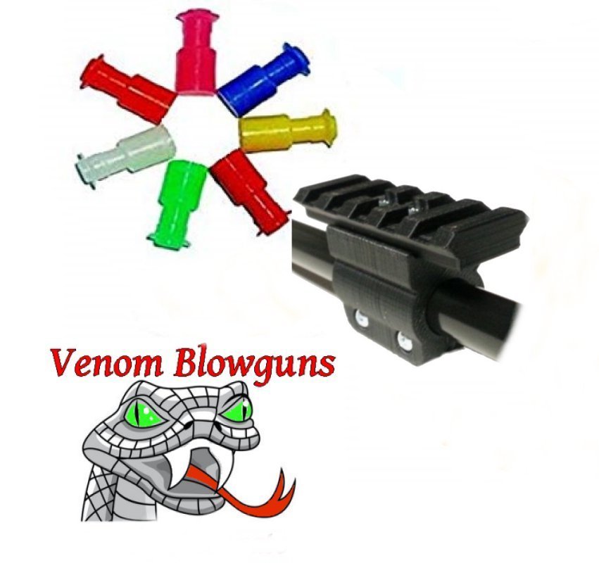 50 .40c Blowgun Stun Darts & Tactical Rail Mount by Venom Blowguns® MADE IN USA!