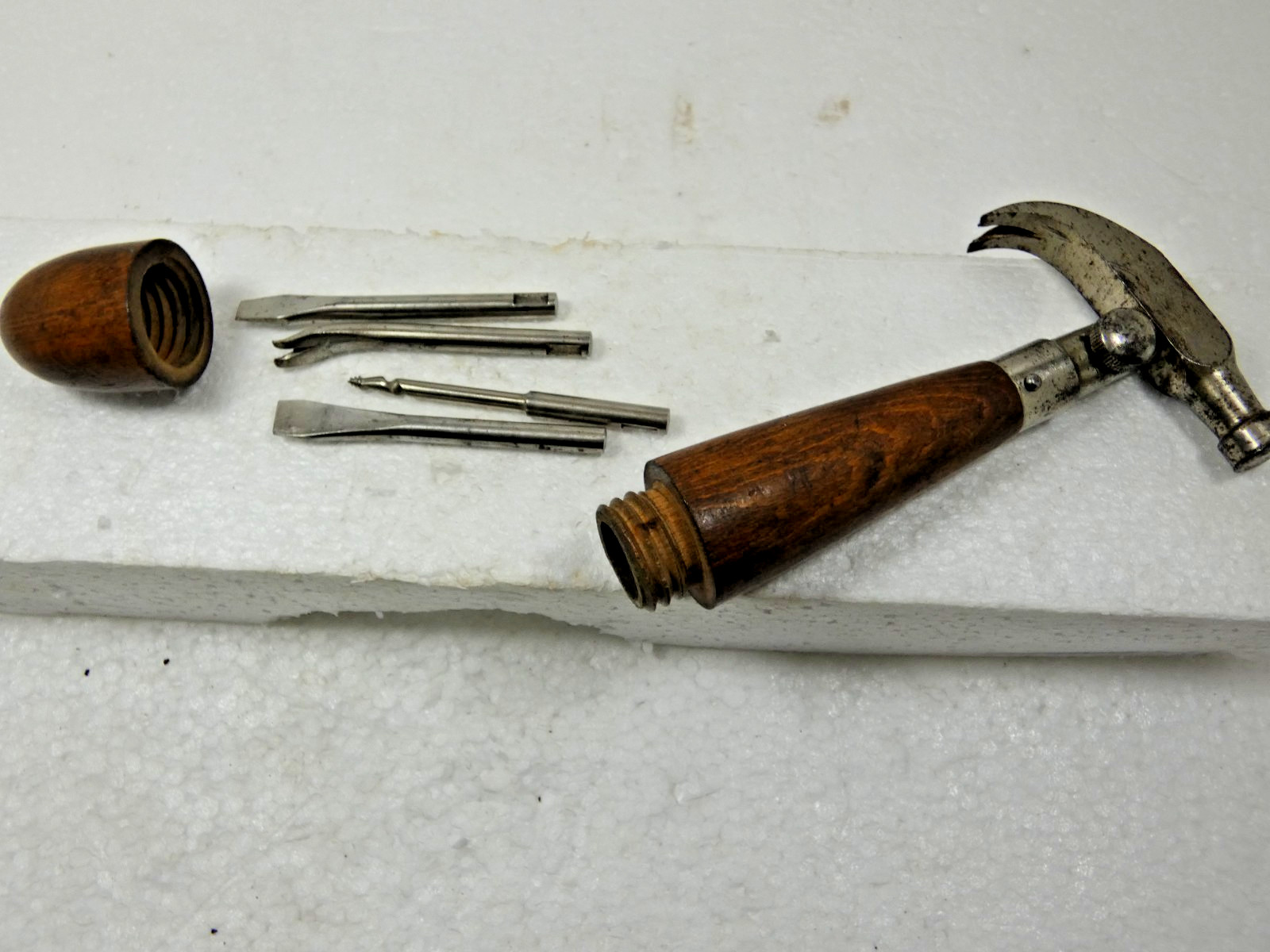 Vintage Boxwood Handle Multitool w/Hammer & 4 Other Tools