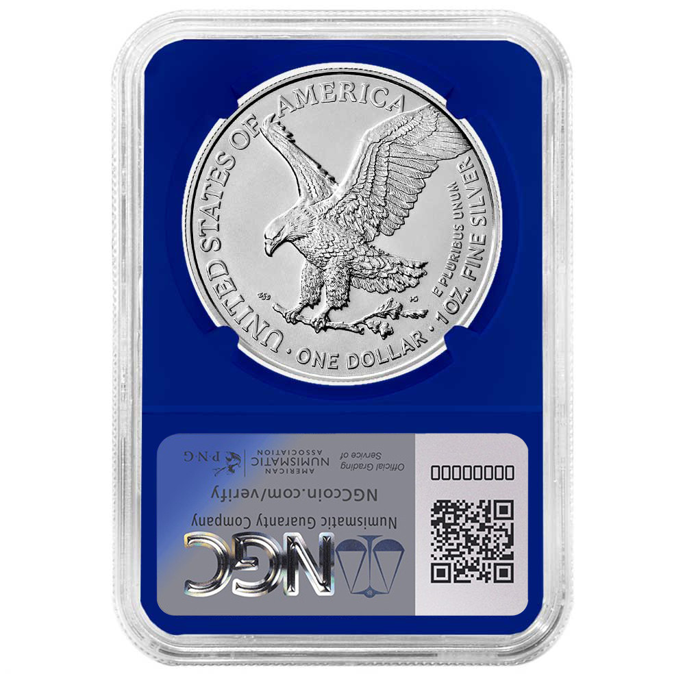 2025 $1 American Silver Eagle NGC MS70 Brown Label Blue Core
