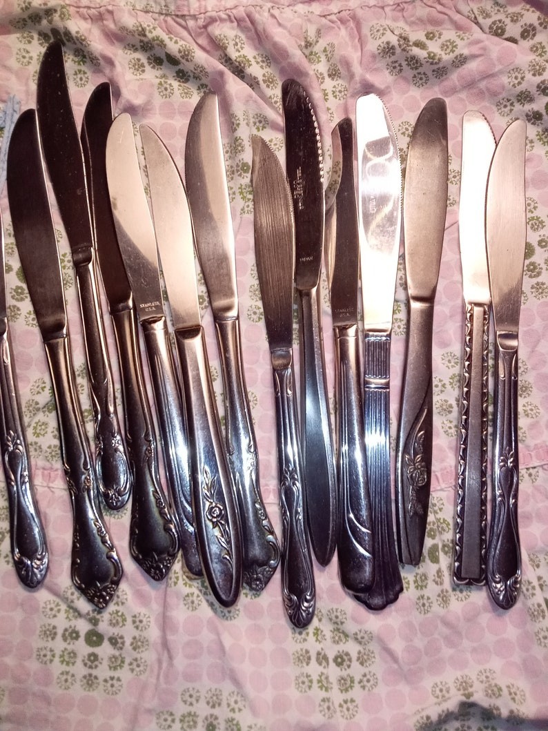 Vintage Stainless Steel Mismatched Butter Knives Set of 10