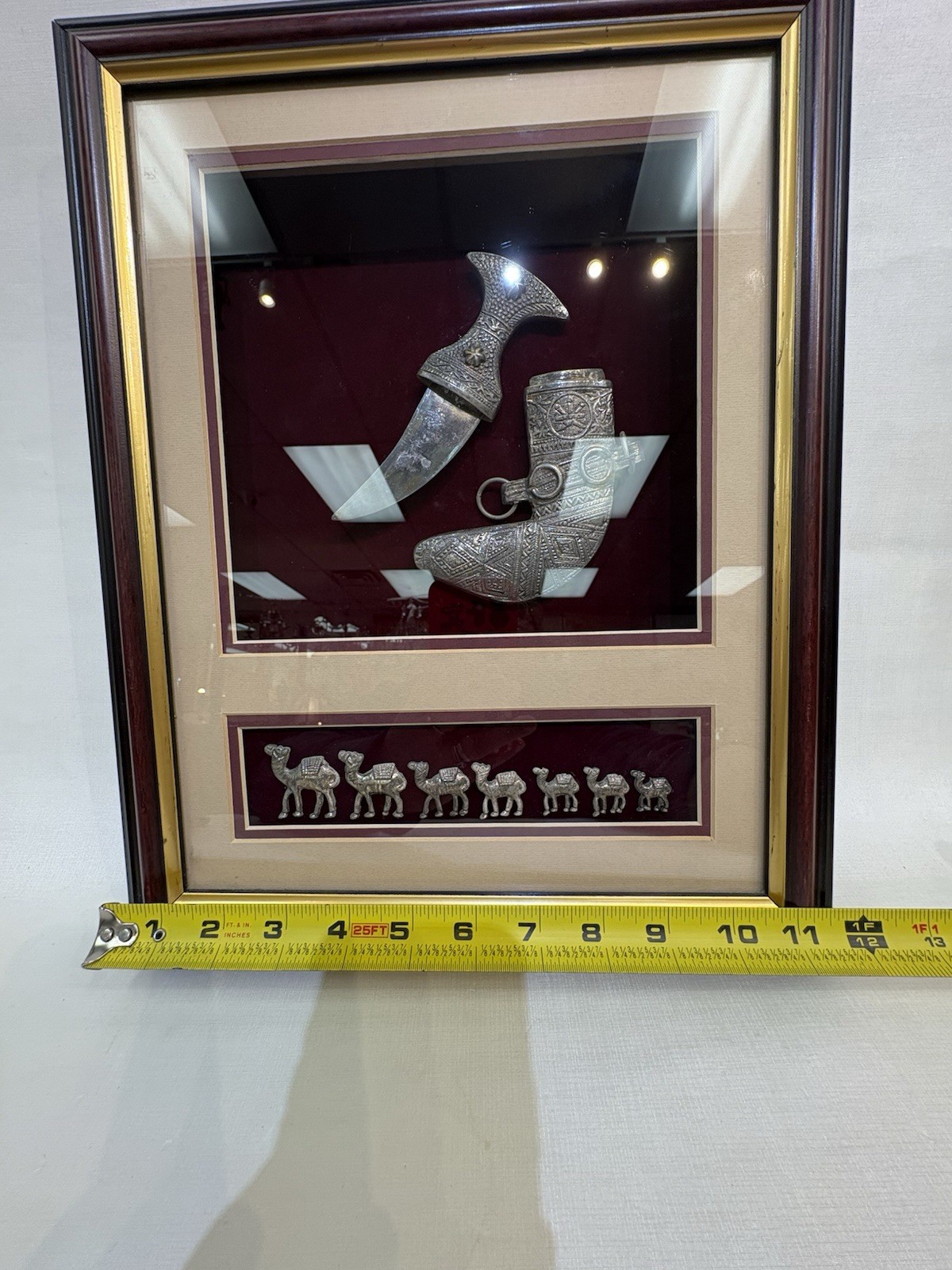 Framed Omani Khanjar Dagger Silver Plate