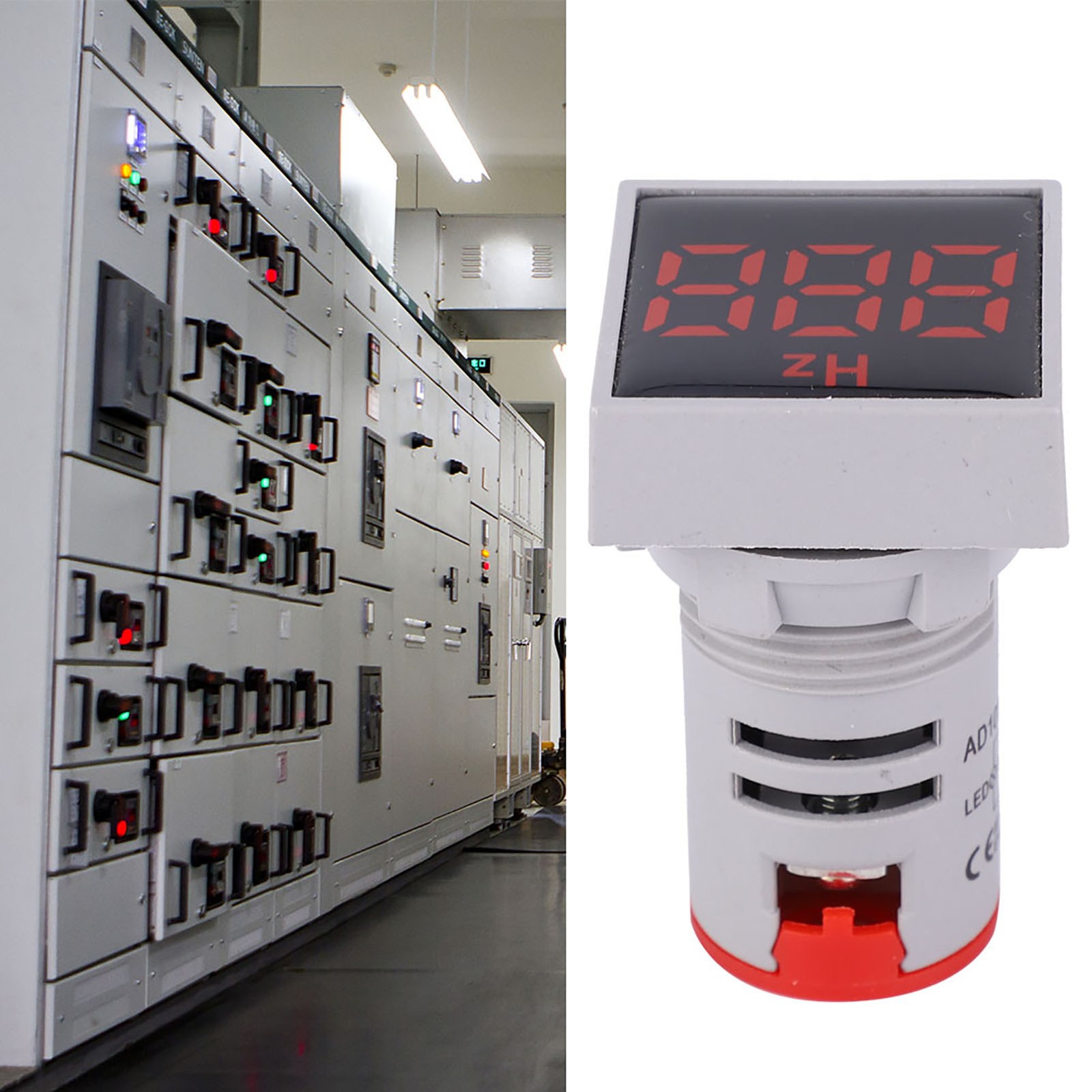 (Red)Square Digital Display LED Indication Light AC100~380V 20~75Hz