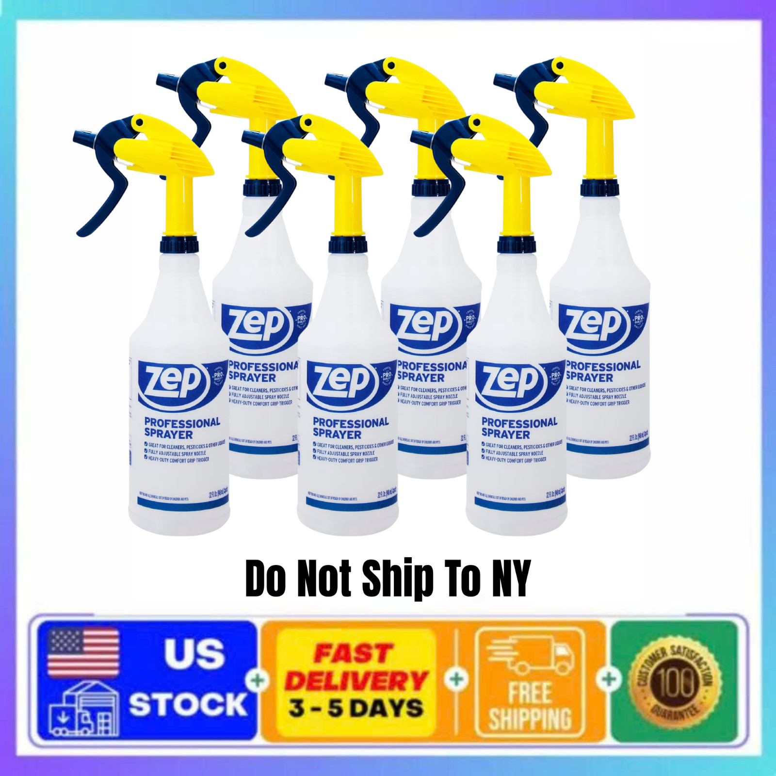 (6 Pack) Zep Professional Plastic Spray Bottle 32 oz Adjustable Nozzle Sprayer