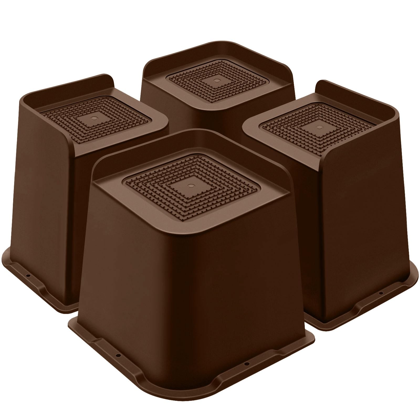Bed Risers 6 Inch Heavy Duty Oversized Furniture Lifts Brown 4 PCS