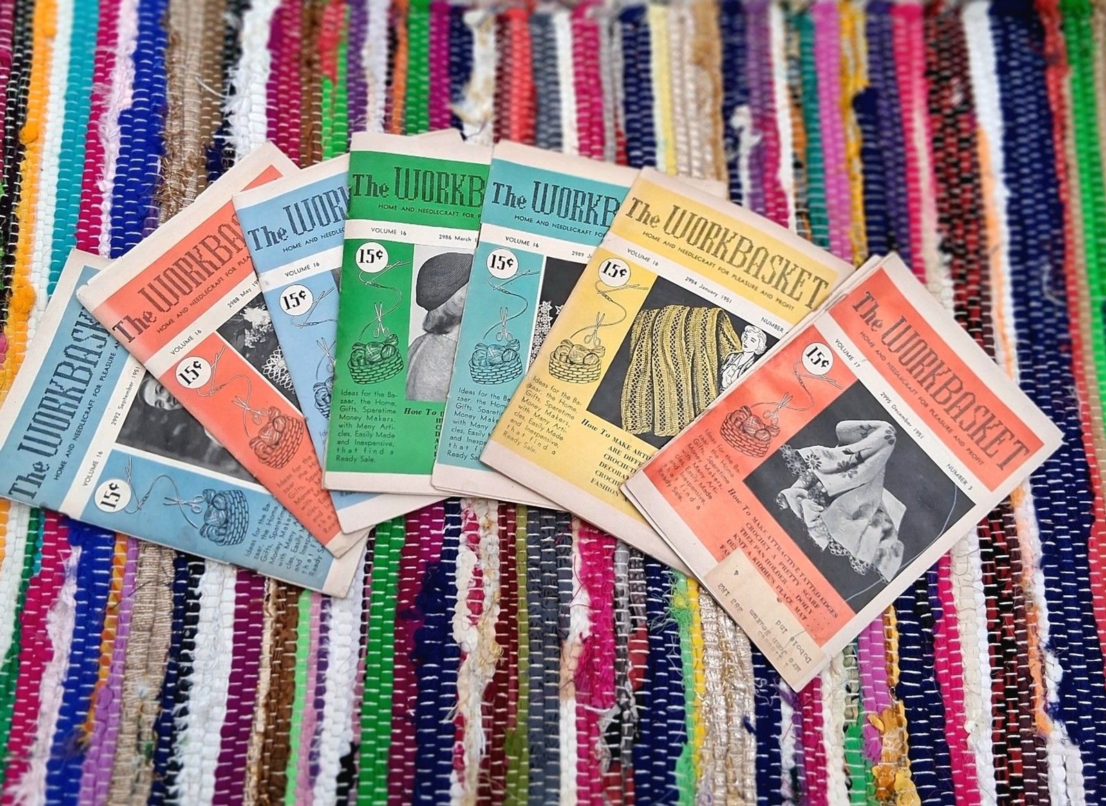 The WorkBasket Home Needlecraft Magazine 1951 Lot of 7 Crochet Knitting Vintage