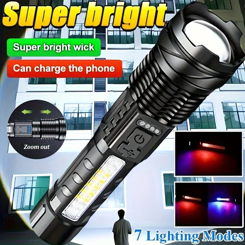 2PCS Super Bright Powerful LED Flashlight Zoom USB Rechargeable Camping Torch US