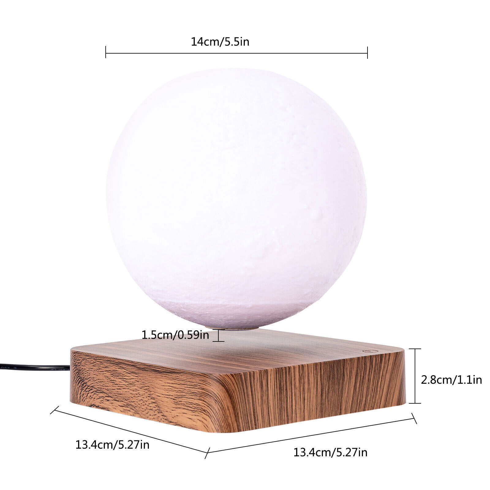 Magnetic Levitating 3D Printed Moon Lamp LED Night Light Touch Switch