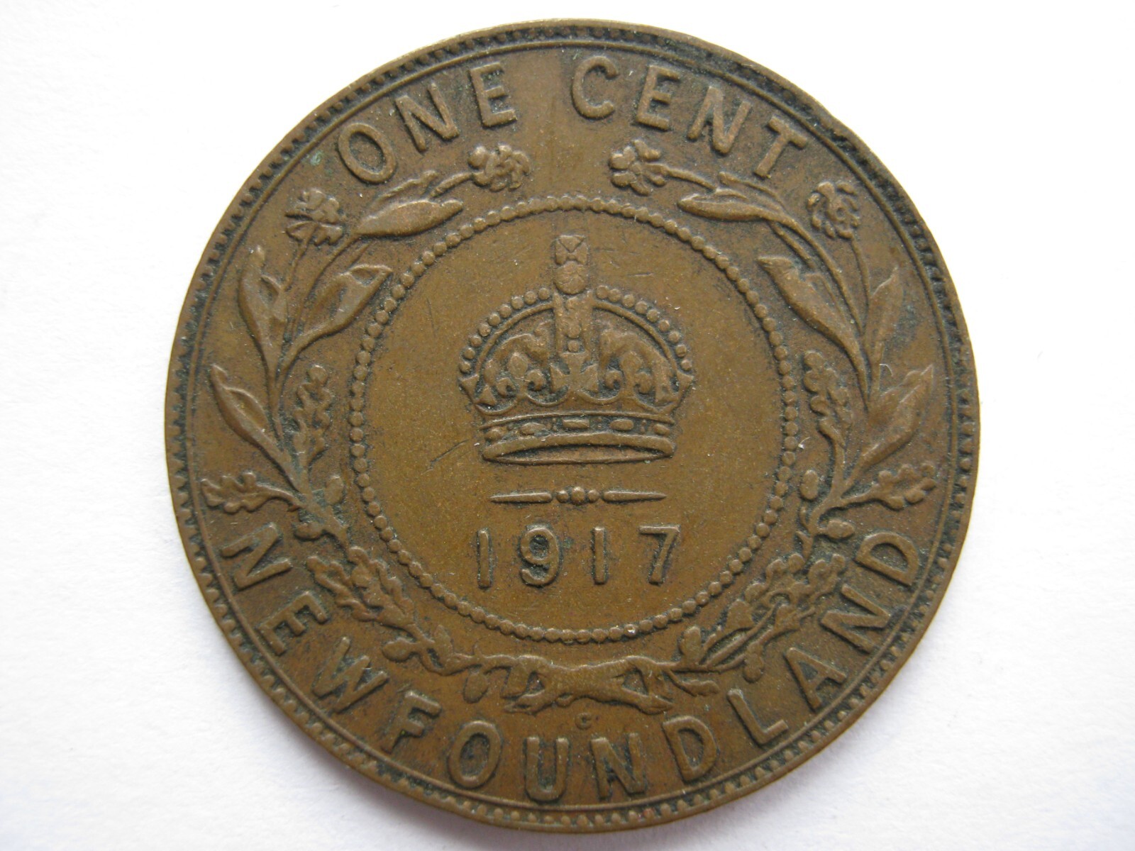 Canada Newfoundland 1917 bronze Cent VF Obv stain