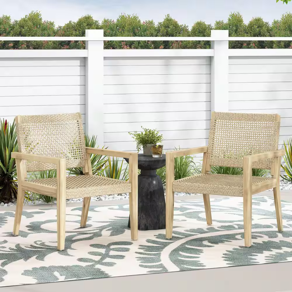 Outdoor Wicker for Acacia Wood Club Chairs (2-Piece)