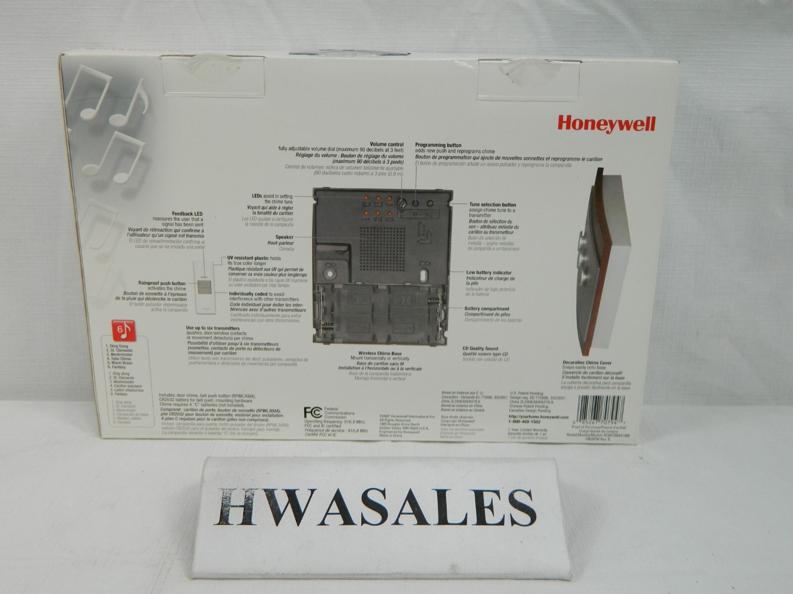 Honeywell Decor Wireless Chime & Push RCWL3504A