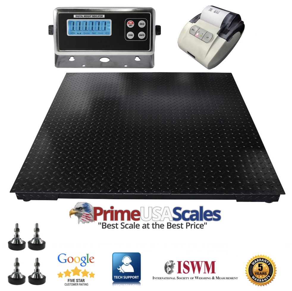 5 Year Warranty 2,500 lb 40"x40" Floor Scale Pallet Warehouse with Printer