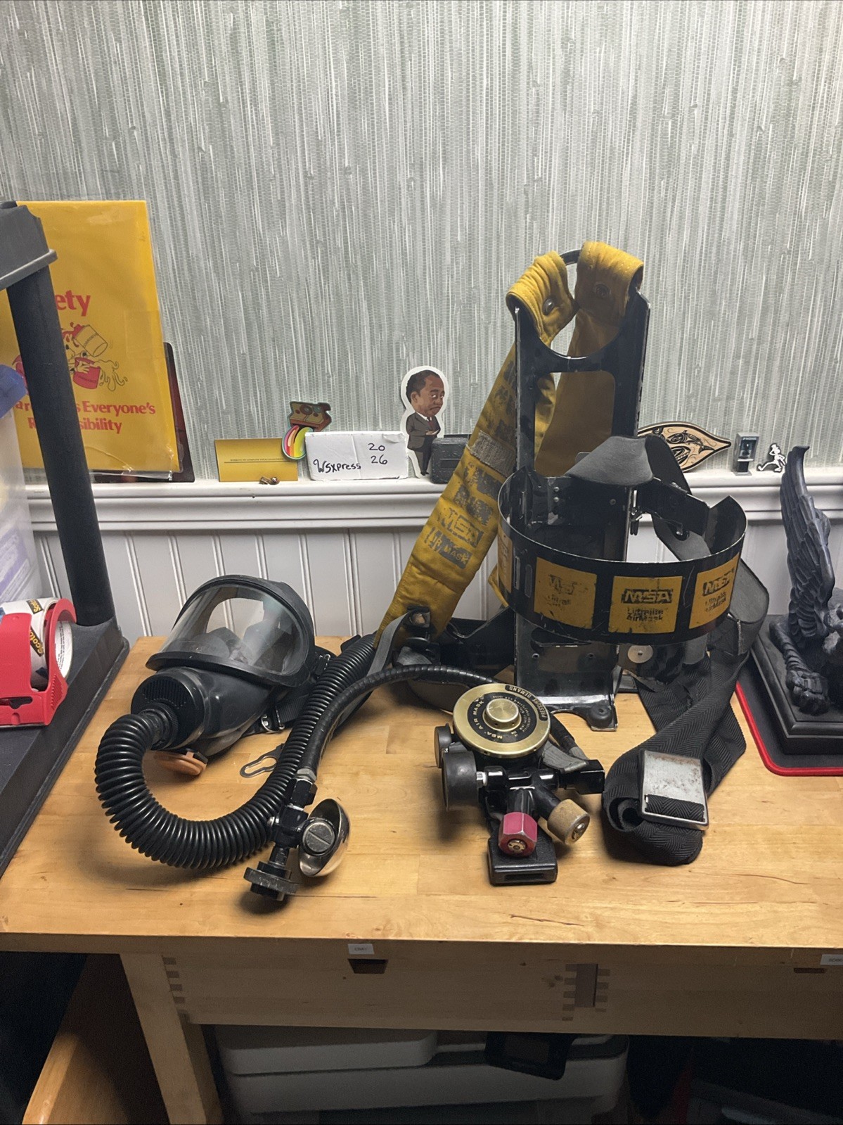 P Vintage MSA SCBA Harness And Mask. Throwback Firefighter Gear Hose Cosplay
