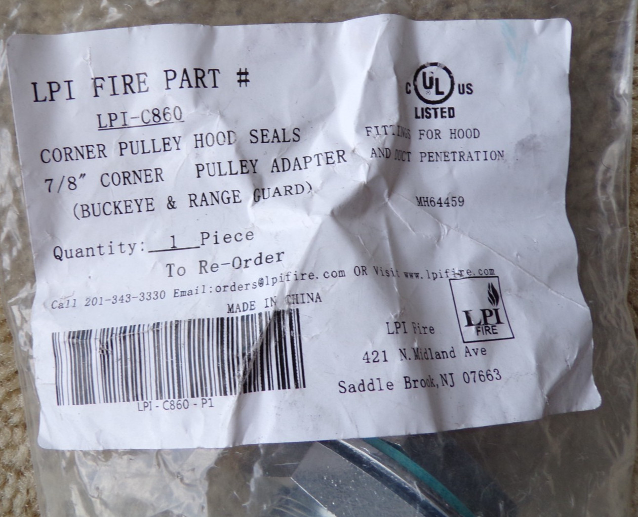 LPI Fire Part LPI-C860 - Corner Puller Adapter @d5