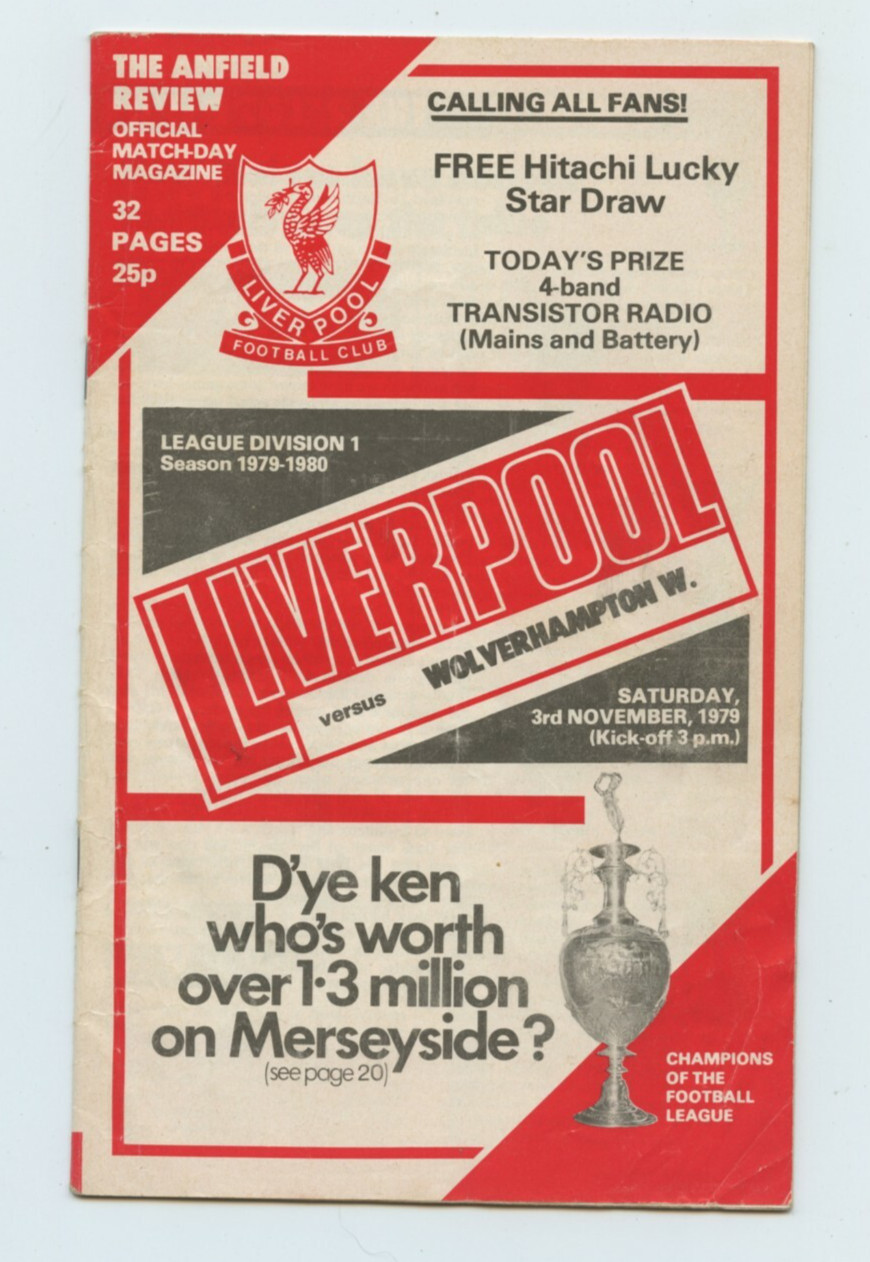 Liverpool Reds Wolverhampton Wanderers Soccer Program November 1979