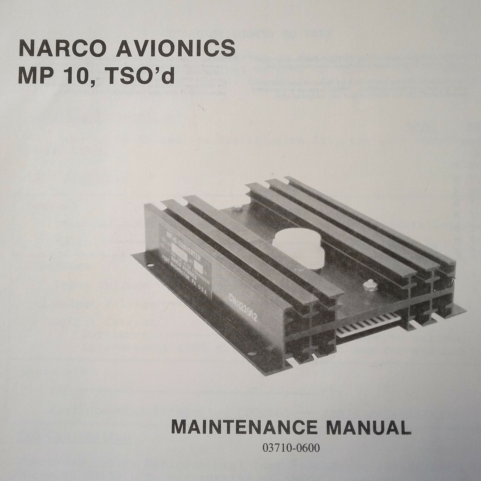 Narco MP 10 Install, Service & Parts Manual.
