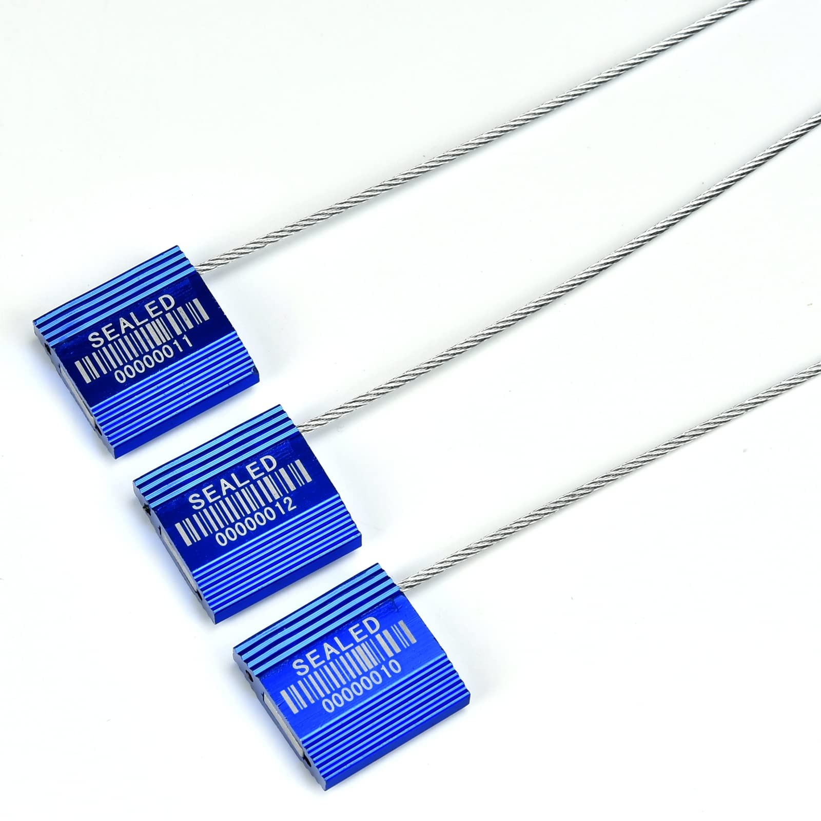 LeadSeals 50 Blue High Security Cable Seals With Barcode - Pull Tight Numbere...