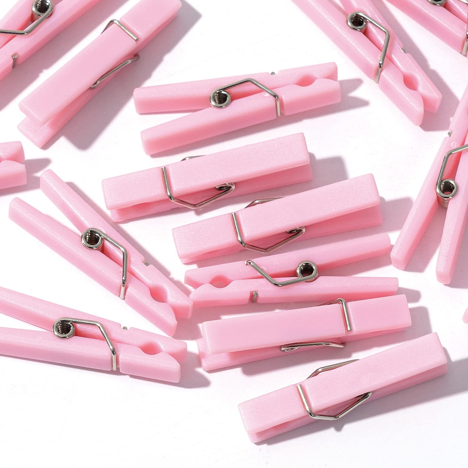 60PCS Pink Mini Clothespins 1.4 Inch Baby Shower Games Party Craft Clips