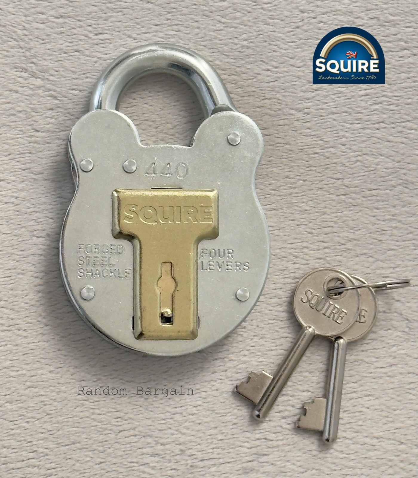 Squire 440KA PEF7 - Old English Steel Case Padlock 51mm - 4 Levers - Keyed Alike