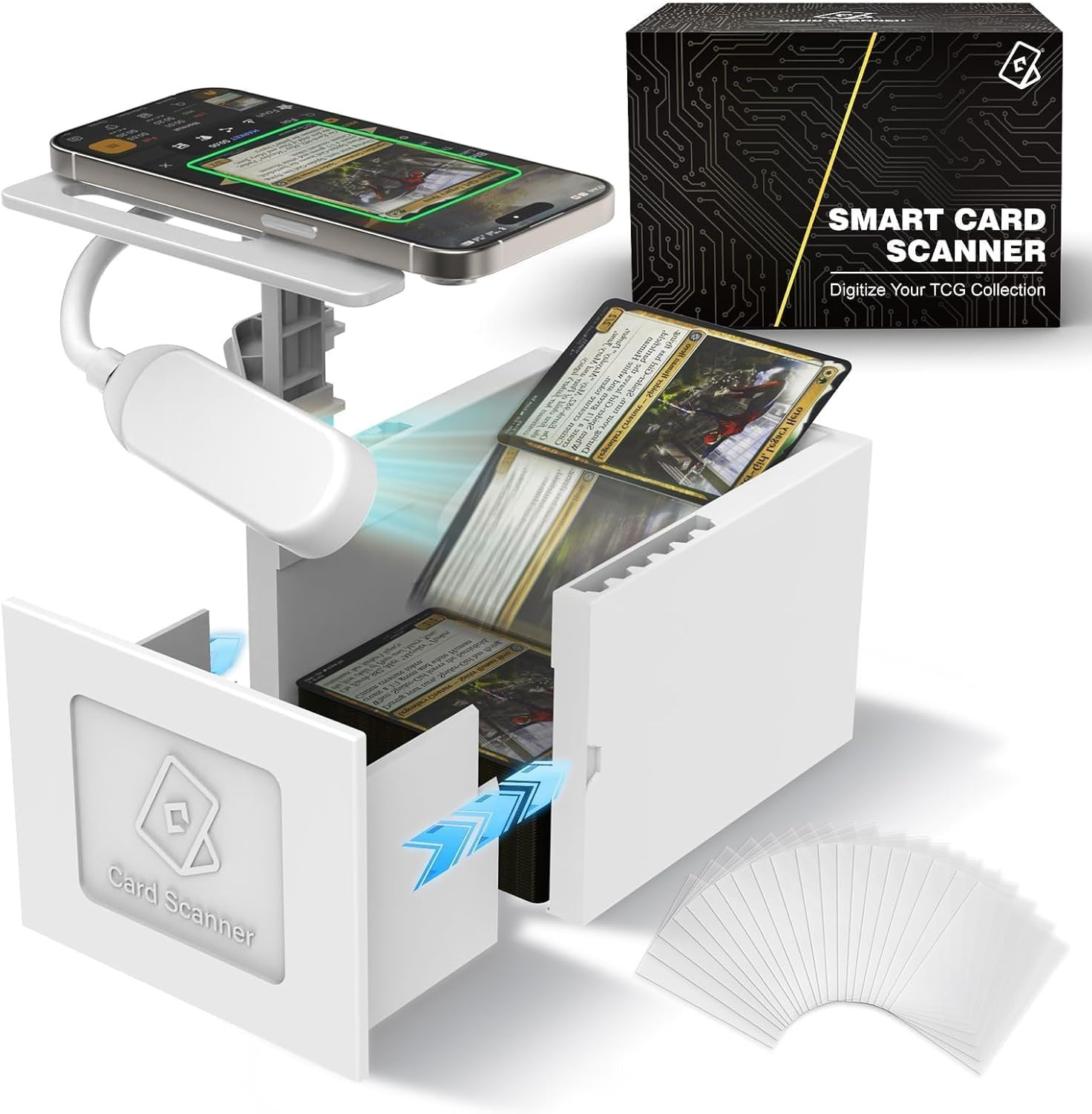 Card Scanner Stand LED Light Hands-Free for TCG MTG & Sports Cards Gift Box
