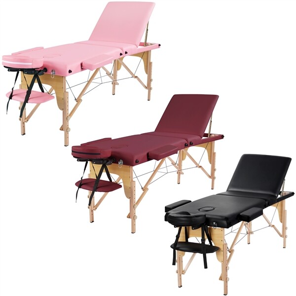 Beauty Massage Table Foldable Adjustable Spa Bed Salon Lashing Table Bed 3 Fold