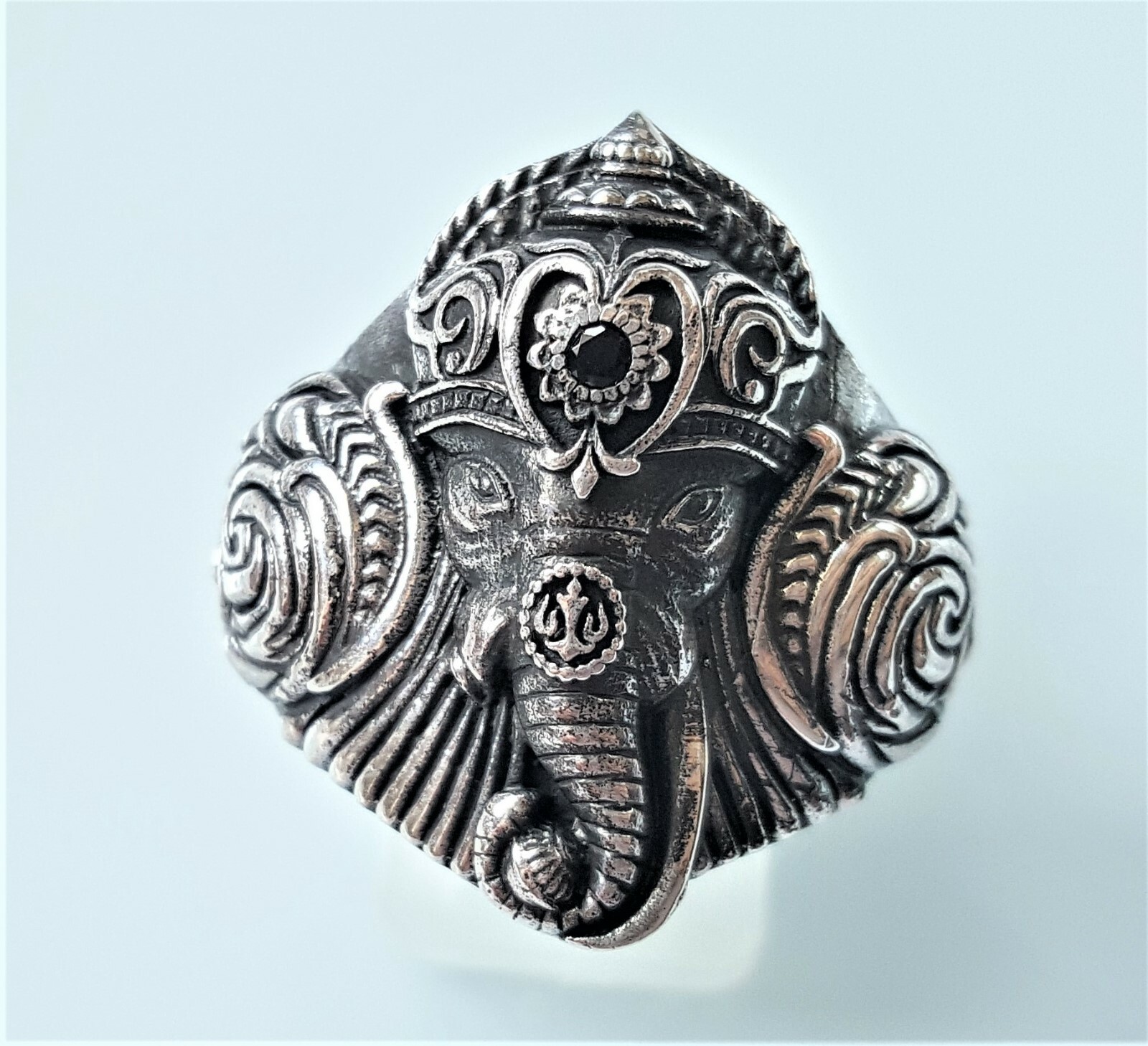925 Sterling Silver Elephant Ring Great Ganesh Blessing Lord of Success Wealth