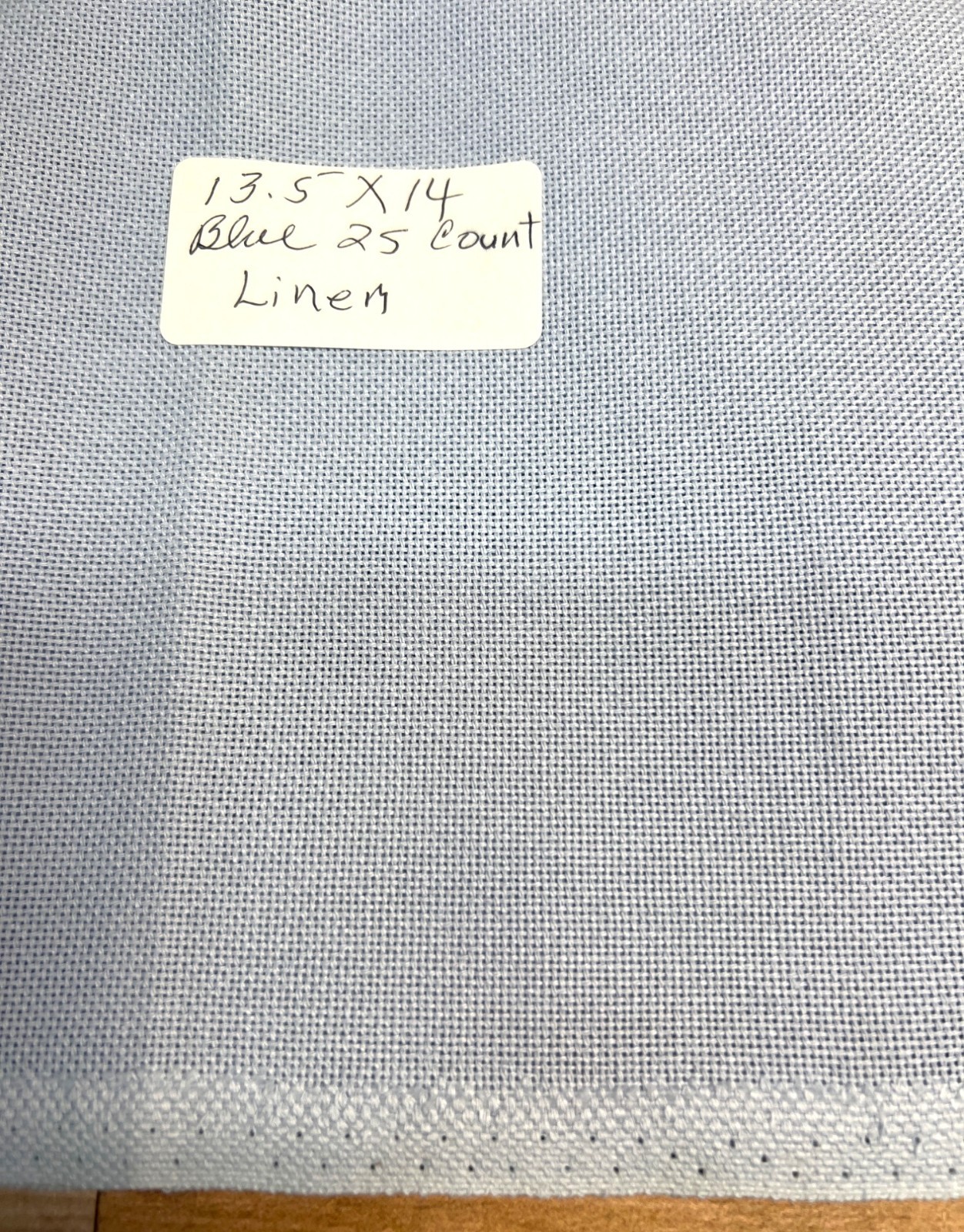 13.5" X 14" Blue 25 Count Linen Fabric Cross Stitch